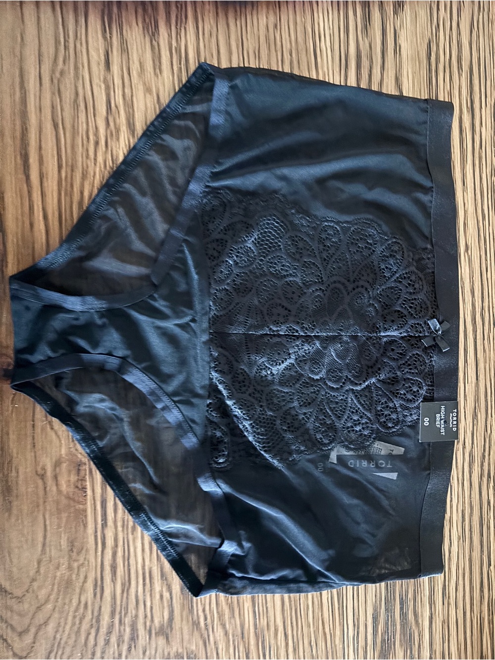 Torrid Black Lace & Mesh High-Waist Briefs Size 00/10